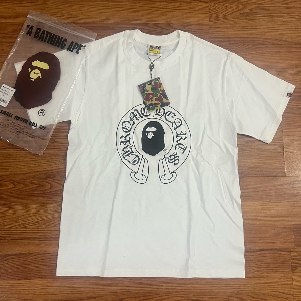 Chrome Hearts White Short Sleeve Tees with Bold Graphics